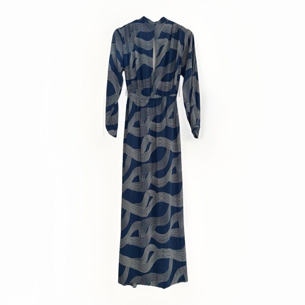 Dress Forum Los Angeles Dress Boho Hippie Wrap Blue And White V-neck Maxi Sz S - Picture 2 of 12